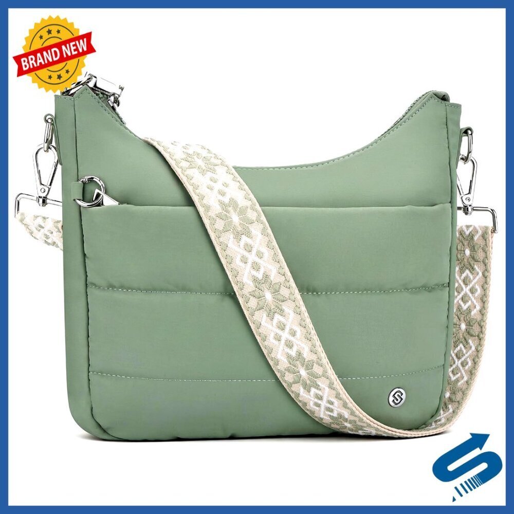 Anti-Theft Crossbody Purse with RFID Blocking, Lightweight Quilted Nylon